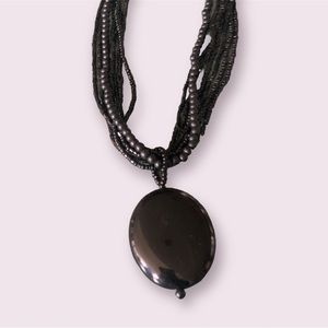 Black beaded statement necklace
